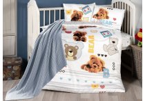 Постільна білизна сатин First Choice - Nirvana Bear с пледом (Turkey), дитячий